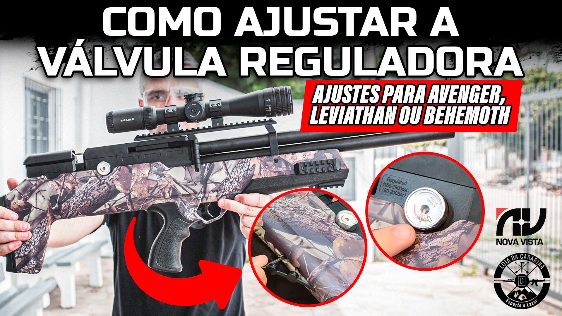Como Ajustar a Válvula Reguladora das Carabinas Nova Vista Behemoth, Leviathan e Avenger