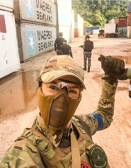 Saloli pronta para o jogo de airsoft que aconteceu em Itajaí - SC