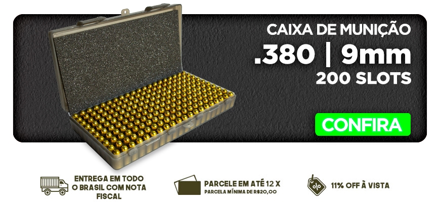 Caixa de Munição .380 ACP e 9mm 200 Slots