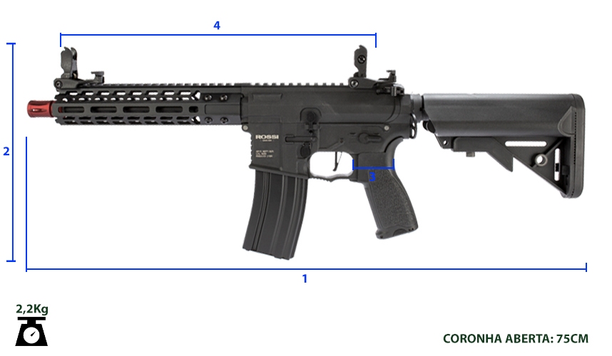 Tamanho do Rifle de Airsoft Neptune 9 PMC 