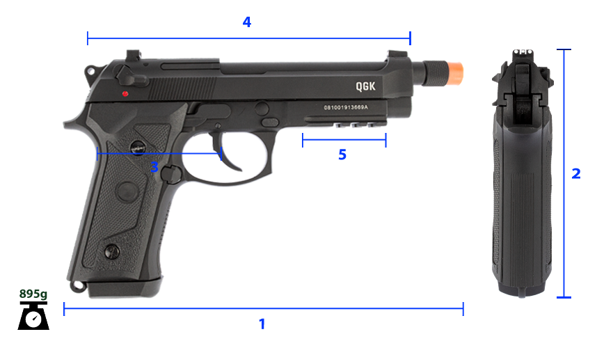 MEDIDAS PISTOLA AIRSOFT GBB BERETTA