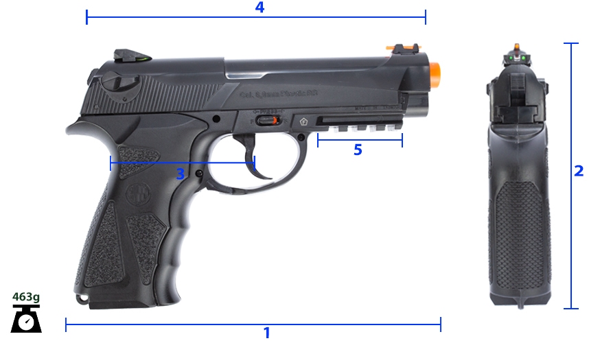 Medidas pistola airsoft C12 Rossi 6mm 