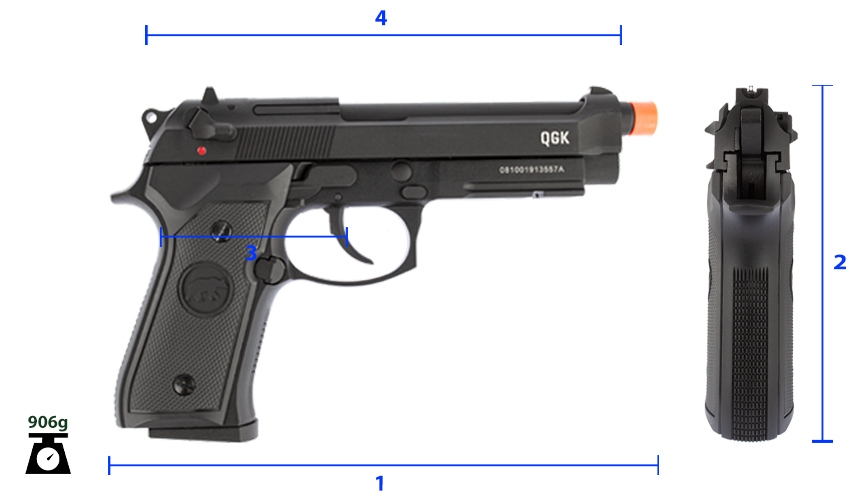 tamanho da pistola de airsoft beretta m92