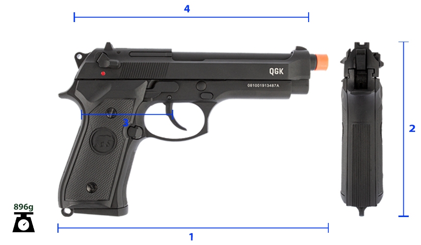 qual o tamanho da pistola de airsoft beretta m92