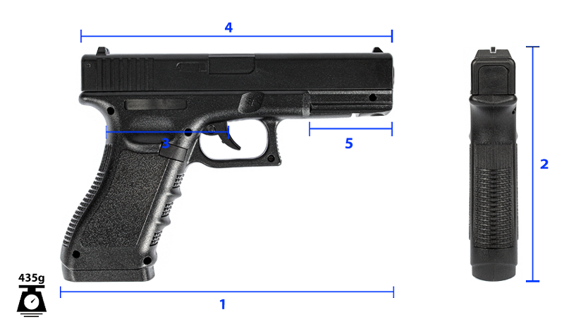 Tamanho da pistola de pressao g17 glock qgk