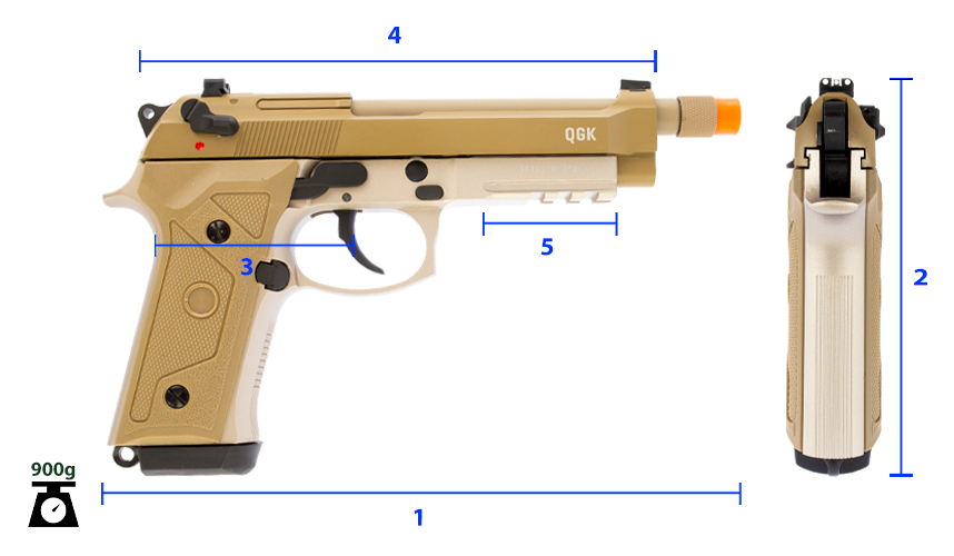 Medidas da pistola beretta de airsoft m92 a3