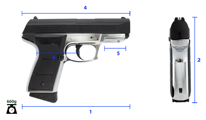 medidas da pistola de pressão daisy powerline 5501