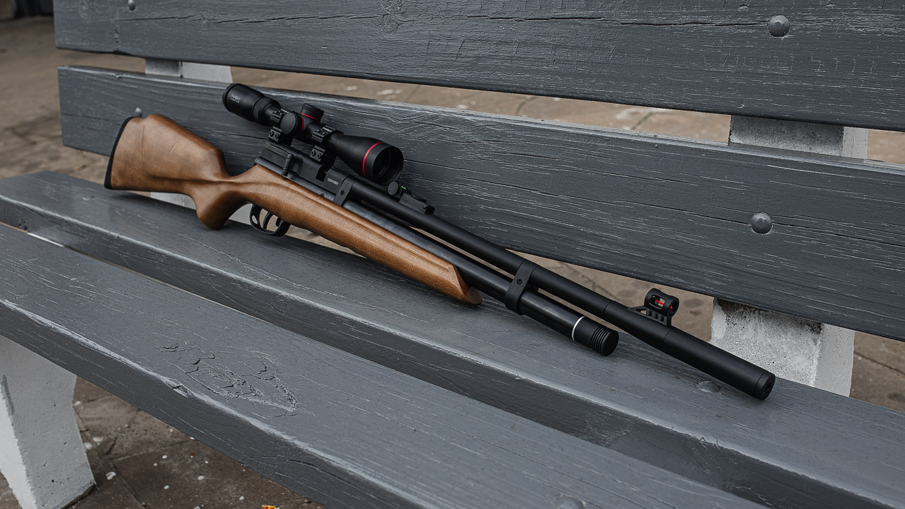 beeman raider 6.35 com luneta posicinada no banco