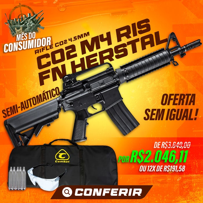 Rifle de Pressão Co2 M4 RIS FN Herstal 4.5mm