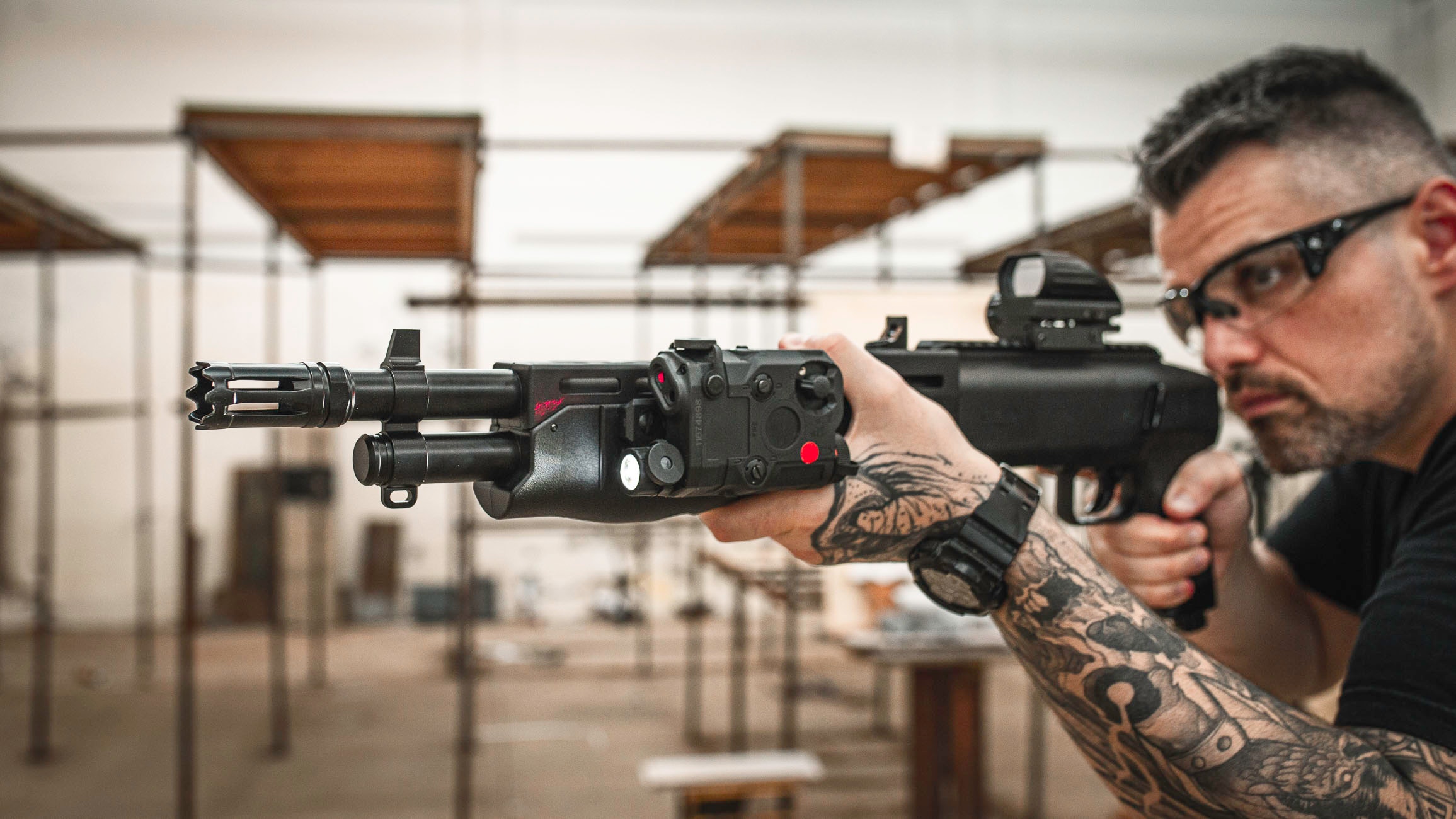 umarex tb 68 shotgun - posicao de tiro