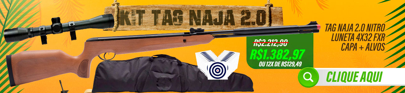 Carabina TAG Naja Wood 2.0 Nitro 5.5mm + Luneta 4x32 FXR + Capa loja da Carabina