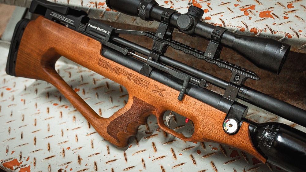 Coronha estilo thumbhole e gatilho de precisão estilo match da carabina pcp Puncher Empire X Kral Arms Coronha estilo thumbhole e gatilho de precisão estilo match da carabina pcp Puncher Empire X Kral Arms