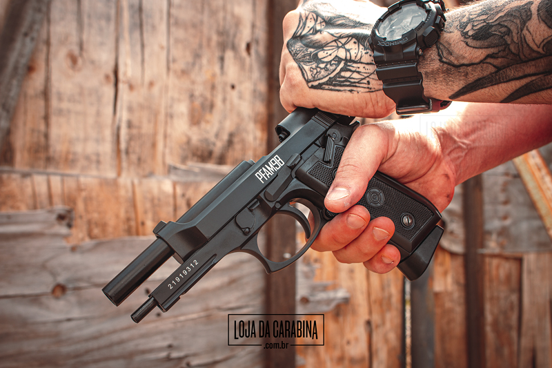 Pistola de press&atilde;o co2 PT92 com rajada