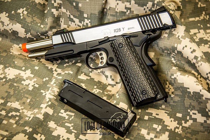 Pistola Warrior Dual Tone 1911 airsoft cromada