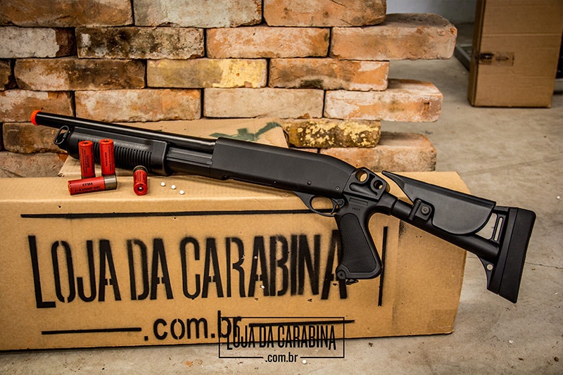 Shotgun com cartuchos Airsoft Shotgun MS Cybergun