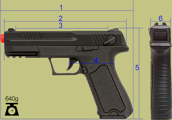 Dimensoes pistola cyma eletrica